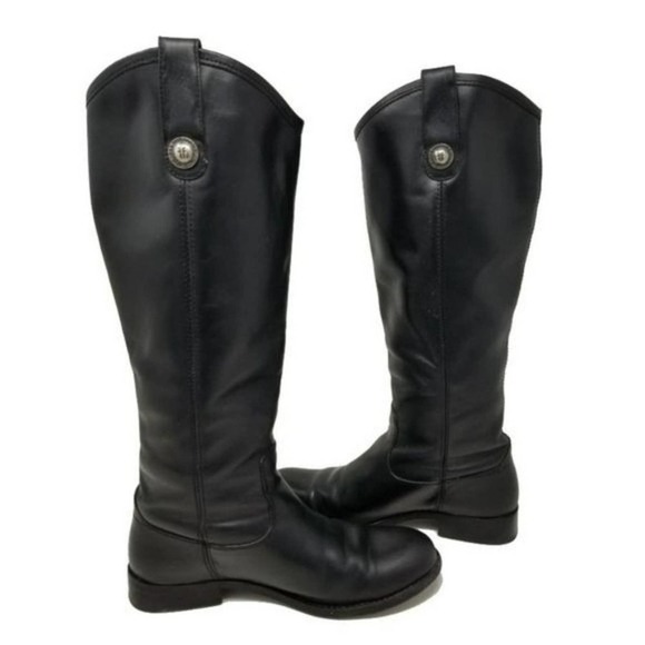 Frye Melissa Button Lug Tall Knee High Riding Equestrian Inspired Boots Black 6 - Picture 8 of 8